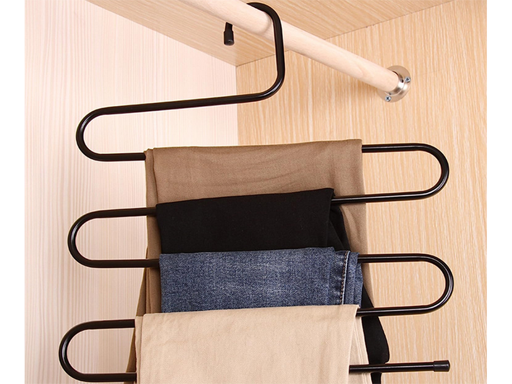Hosenbügel Organizer für 5 Hosen Kleiderschrank platzsparend massiv 34 cm Bad