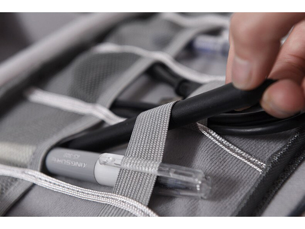 Reise-Organizer Tasche für Ladegeräte und Kabel mit Fächern, Grau, Kabeltasche