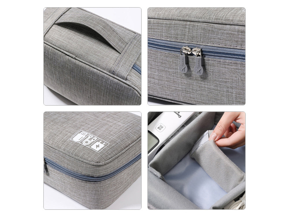 Reise-Organizer Tasche für Ladegeräte und Kabel mit Fächern, Grau, Kabeltasche