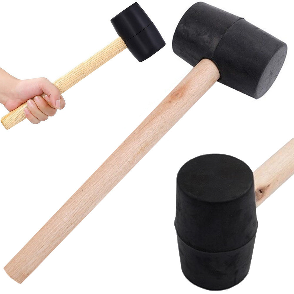 Gummihammer mit bequemem Holzgriff, 25 cm Gesamtlänge, 7 cm Hammerbreite