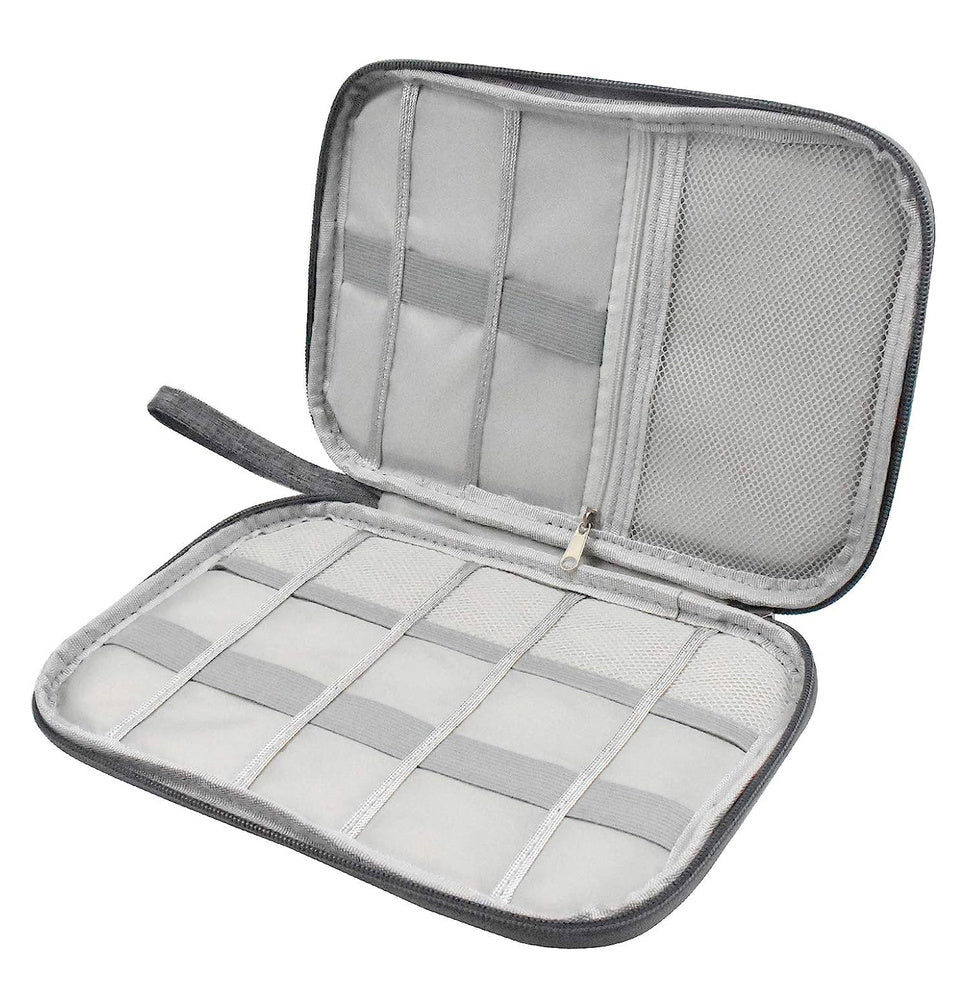 Kabel-Organizer Reise Aufbewahrungsbox für Ladegeräte Zubehör grau 24x17x3 cm