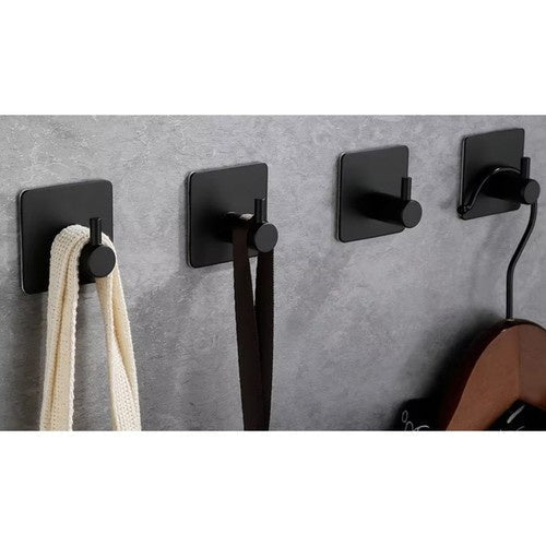 4er - Set Kleiderbügel feuchtigkeitsbeständig ohne Bohren mattschwarz - Easy2sell - Deluxe