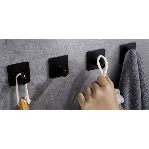 4er - Set Kleiderbügel feuchtigkeitsbeständig ohne Bohren mattschwarz - Easy2sell - Deluxe