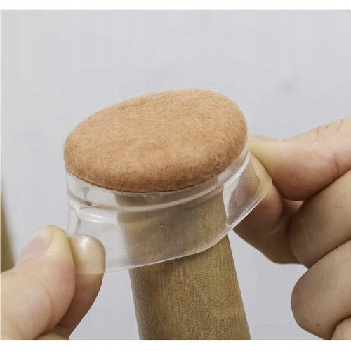 4er - Set Stuhlbeinbezüge mit Filzpolsterung für Bodenschutz, transparent und hellbraun - Easy2sell - Deluxe
