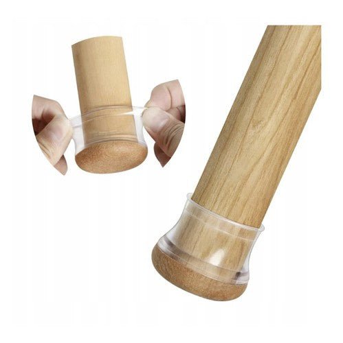 4er - Set Stuhlbeinbezüge mit Filzpolsterung für Bodenschutz, transparent und hellbraun - Easy2sell - Deluxe