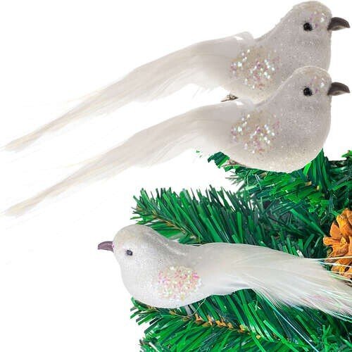 4x Christbaumschmuck Vogel Clip Figur Weihnachtsbaum Schmuck Vögel Baumschmuck - Easy2sell - Deluxe