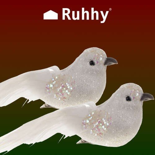 4x Christbaumschmuck Vogel Clip Figur Weihnachtsbaum Schmuck Vögel Baumschmuck - Easy2sell - Deluxe