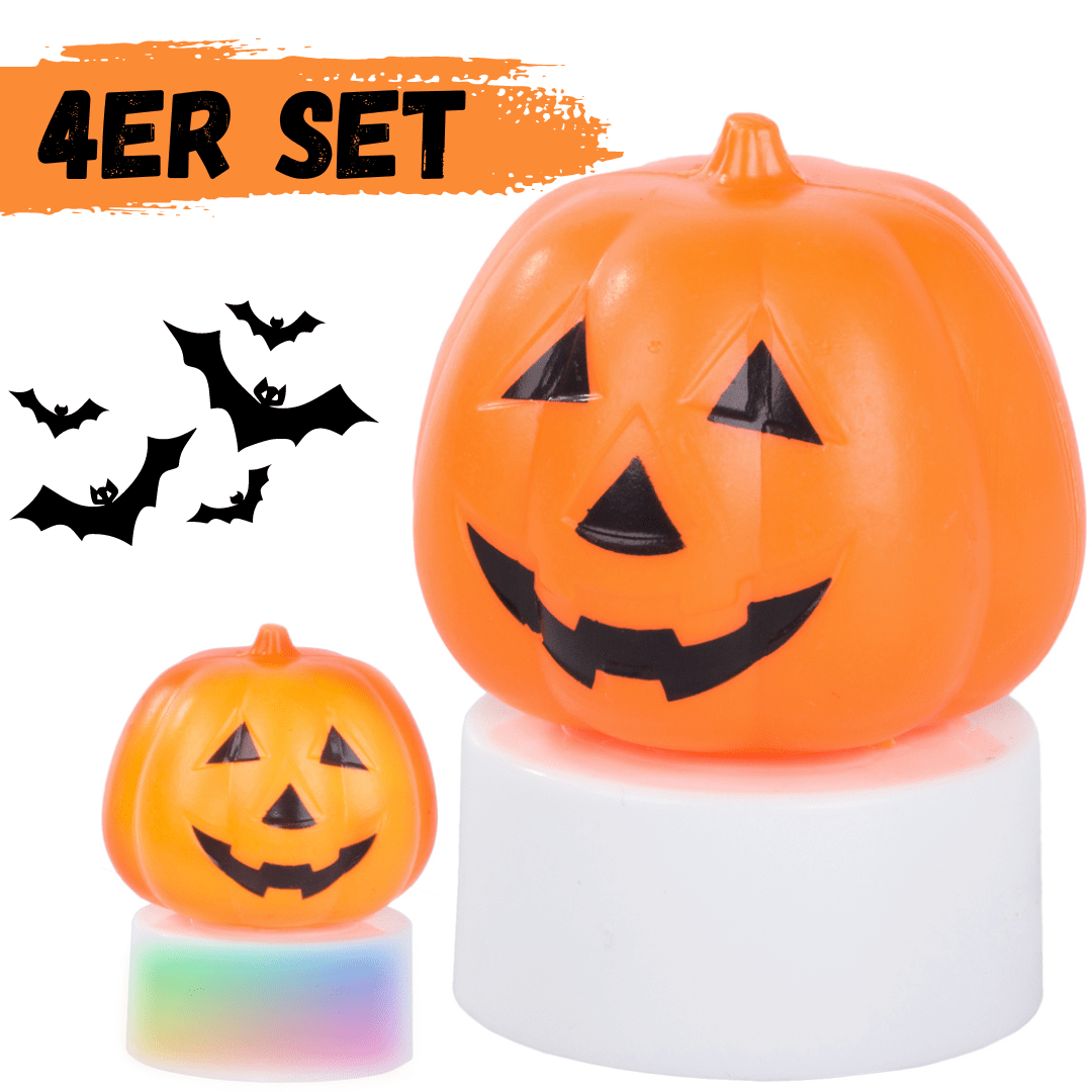 4x LED Kürbis Deko Halloween Dekoration leuchtender Pumpkin inkl. Batterie - Easy2sell - Deluxe
