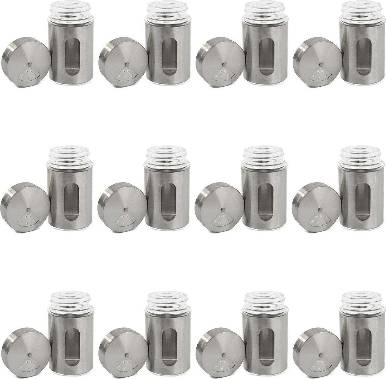 12x Gewürzstreuer Edelstahl Pfeffer Salz Gewürze Glas Gewürzdose Vorratsgläser