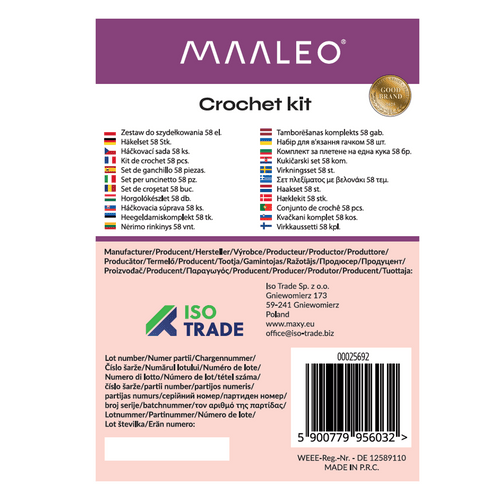 58 - teiliges Häkelset mit umfangreichem Zubehör, mehrfarbig - Easy2sell - Deluxe