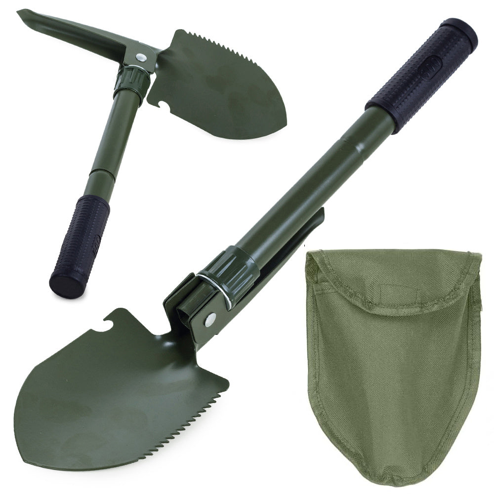 Klappspaten multifunktional Stahl klappbar Säge Öffner Gürteltasche 41,5 cm