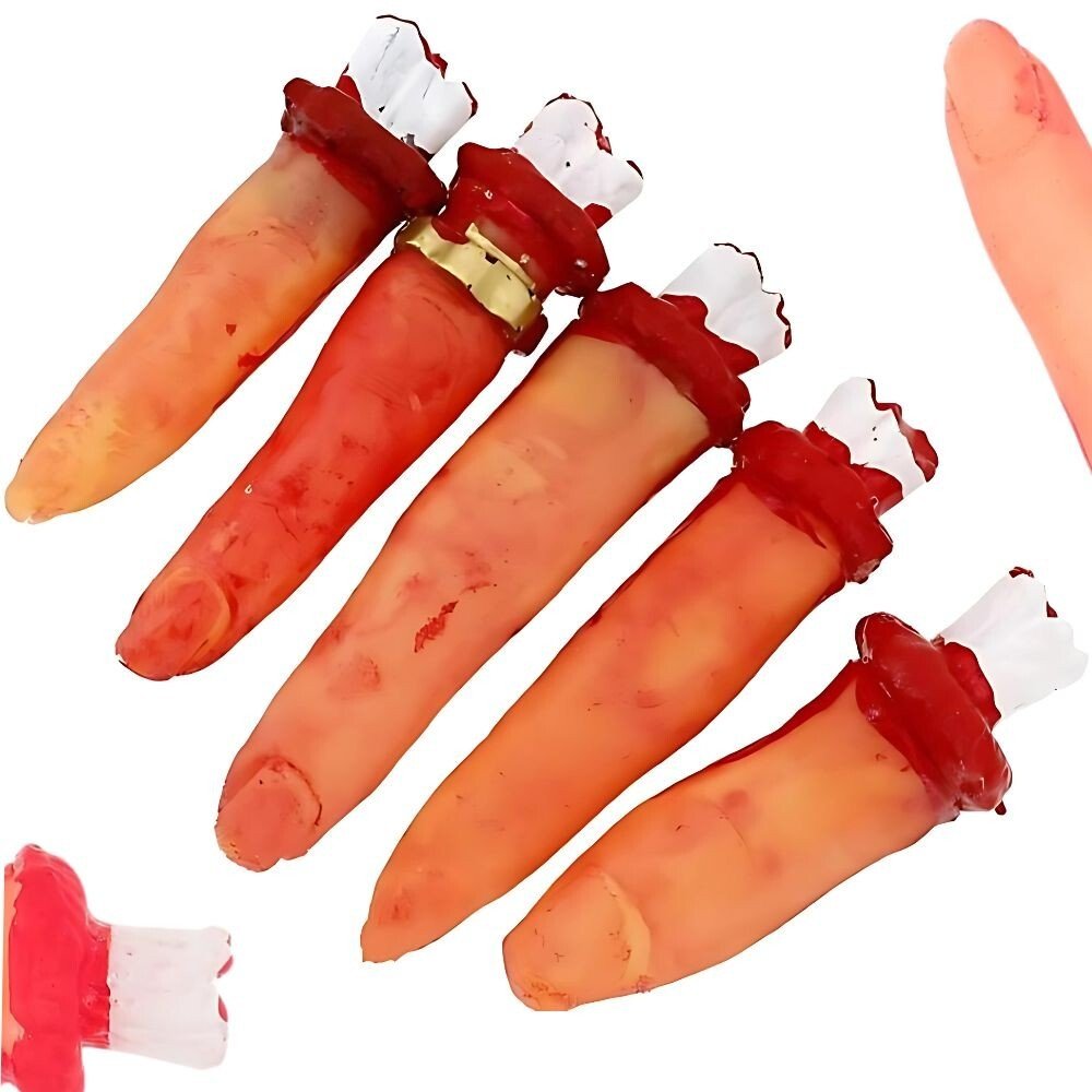 5x Genähte Finger HALLOWEEN Deko blutige Körperteile aus Gummi Grusel Dekoration - Easy2sell - Deluxe