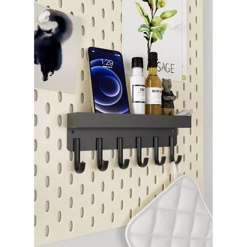 6 Kleiderhaken mit Regal für Ordnung Schwarz - Easy2sell - Deluxe