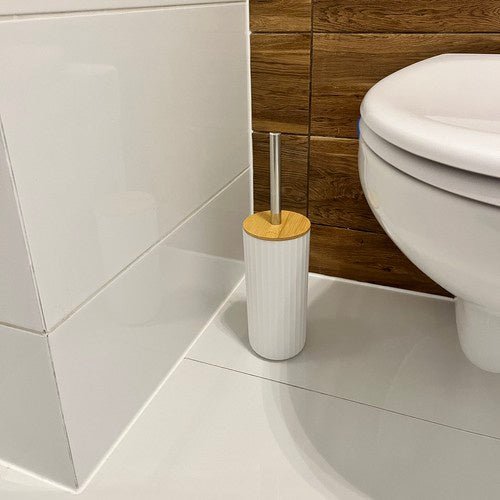 6 - teiliges Badezimmerzubehör - Set mit Bambusdetails - weiß - Easy2sell - Deluxe