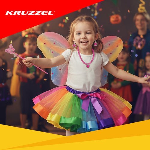 6 - teiliges Schmetterlingskostüm für Kinder leicht anzuziehen, mehrfarbig - Easy2sell - Deluxe