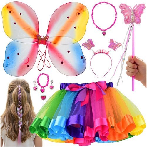 6 - teiliges Schmetterlingskostüm für Kinder leicht anzuziehen, mehrfarbig - Easy2sell - Deluxe