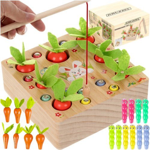 7 Karotten und 10 Würmer Lernspiel aus Holz für Kinder - Easy2sell - Deluxe