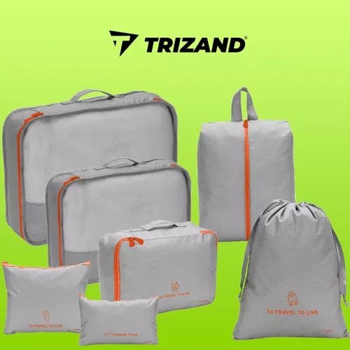 7 Reise - Organizer für Ordnung im Koffer grau/orange - Easy2sell - Deluxe