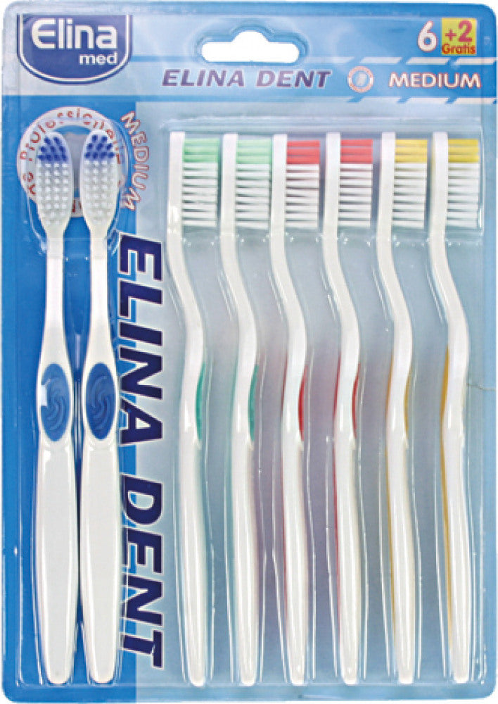 Zahnbürsten Set Medium 8 Stück 6+2 Handzahnbürste mittelhart 8er Sortiment