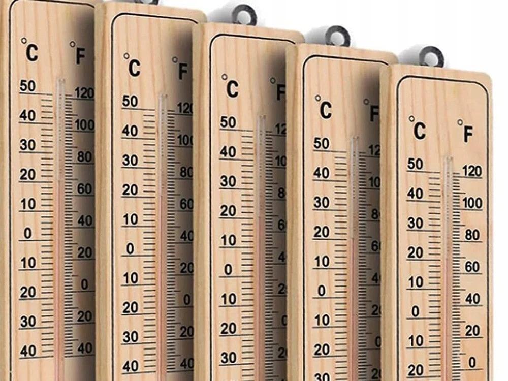 Holz Thermometer Außen Innen Außenthermometer Draußen analog Gartenthermometer