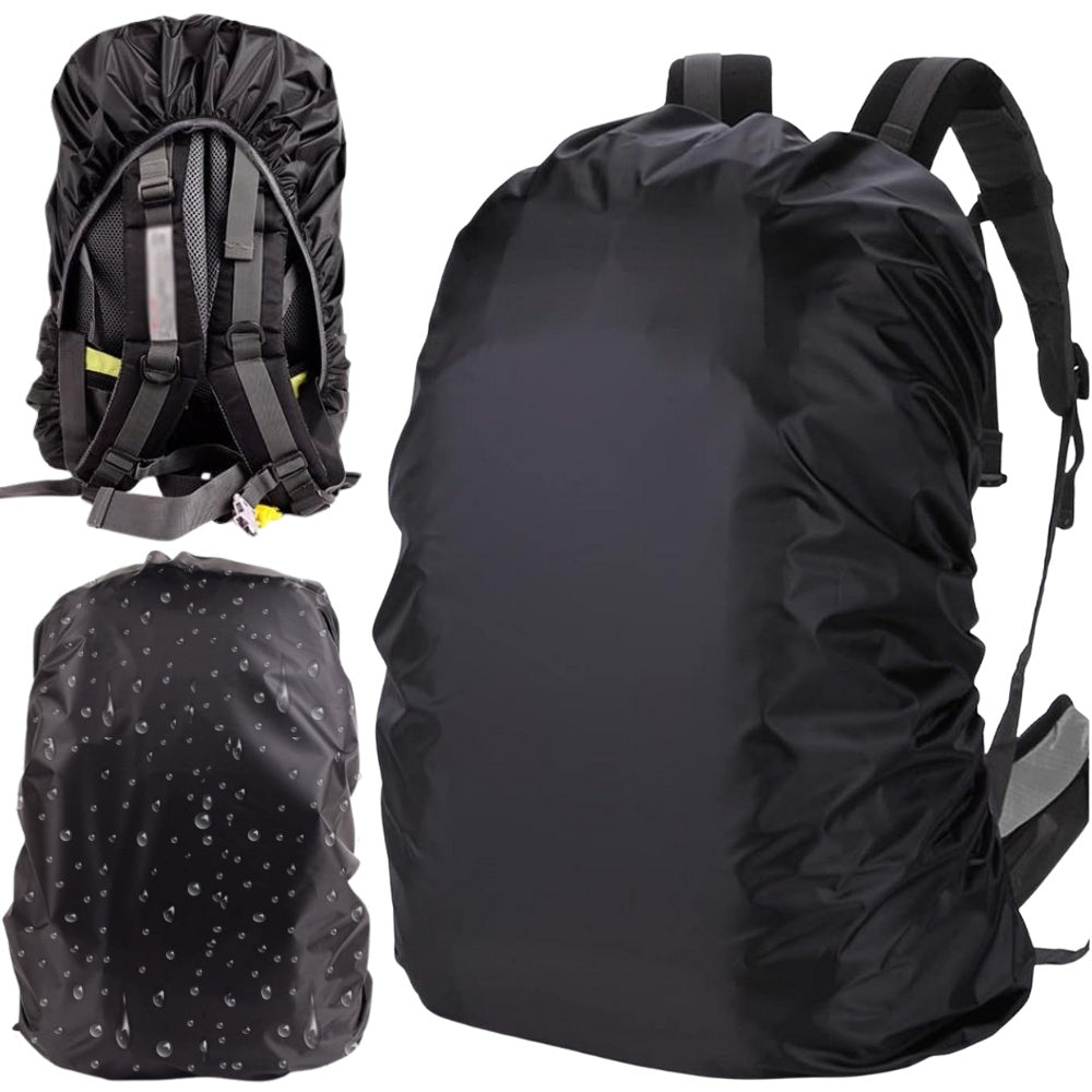 Wasserdichter Rucksacküberzug 35L schwarz, Regenschutz für Outdoor-Rucksäcke
