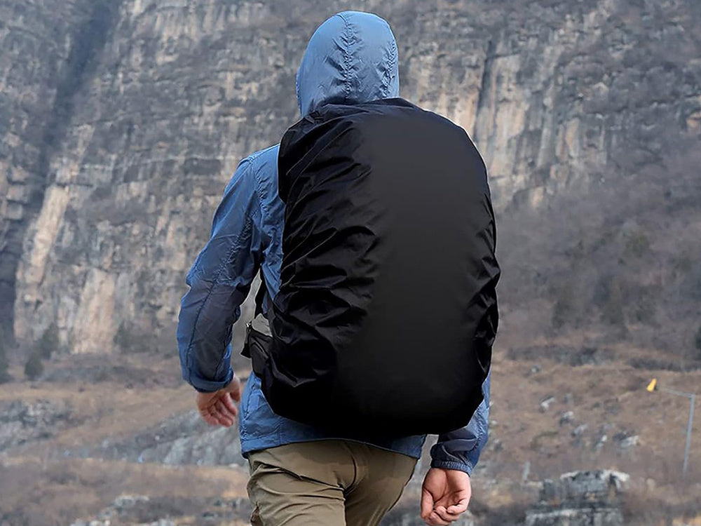 Wasserdichter Rucksacküberzug 35L schwarz, Regenschutz für Outdoor-Rucksäcke