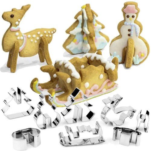 8-teiliges Weihnachtsausstecher-Set für 3D-Figuren, Silber - Easy2sell-Deluxe