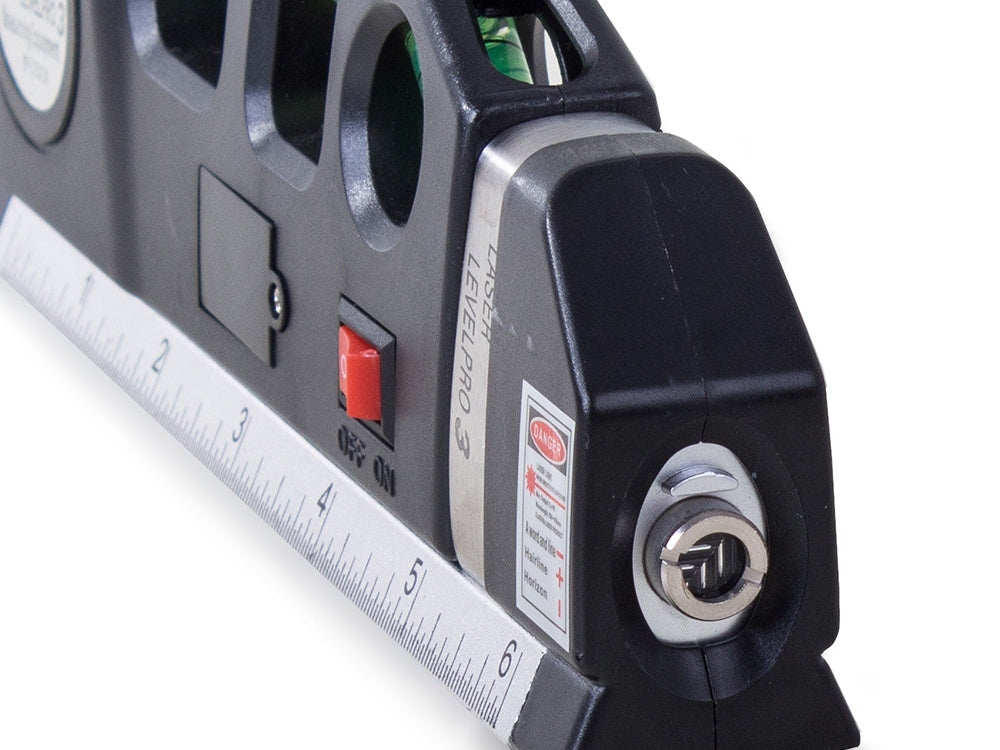 Laser-Wasserwaage mit Laser Lineal Rollmaßband 250 cm 3 Libellen schwarz CE