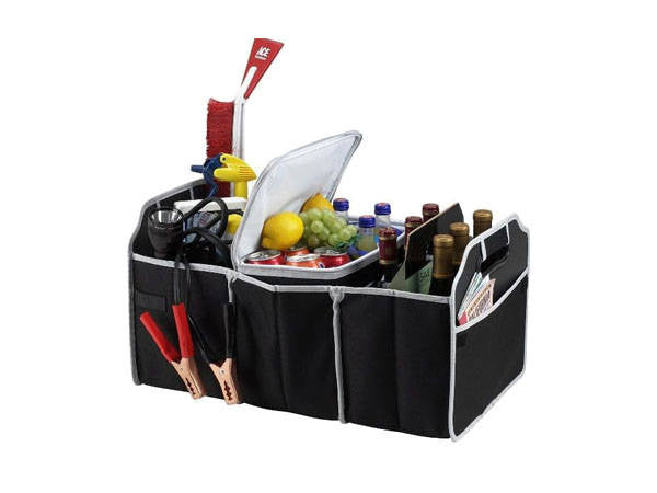Auto Organizer Kofferraumtasche 3 Fächer 4 Taschen faltbar schwarz Polyester