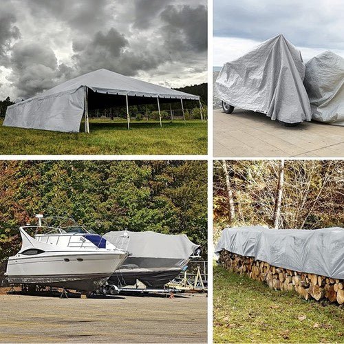 Abdeckplane 4x5 m Wasserdicht Reißfest – HDPE Gewebeplane Silber/Grau - Easy2sell - Deluxe