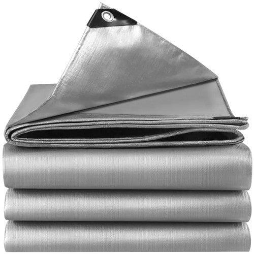 Abdeckplane 4x5 m Wasserdicht Reißfest – HDPE Gewebeplane Silber/Grau - Easy2sell - Deluxe