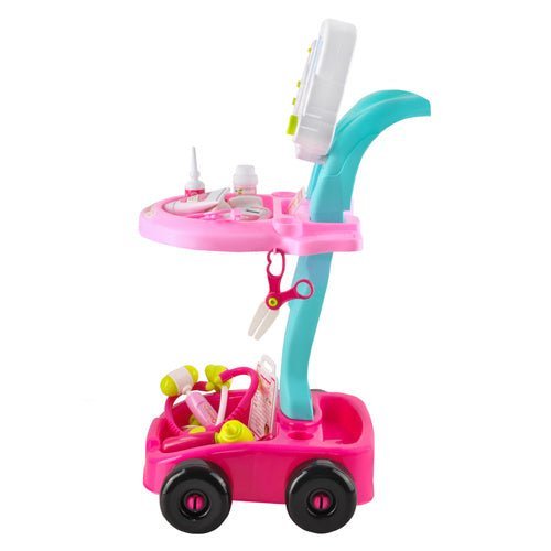 Arztkoffer Kinder Spielzeug mit Wagen – 18 - Teilig Arztset Rosa Blau - Easy2sell - Deluxe
