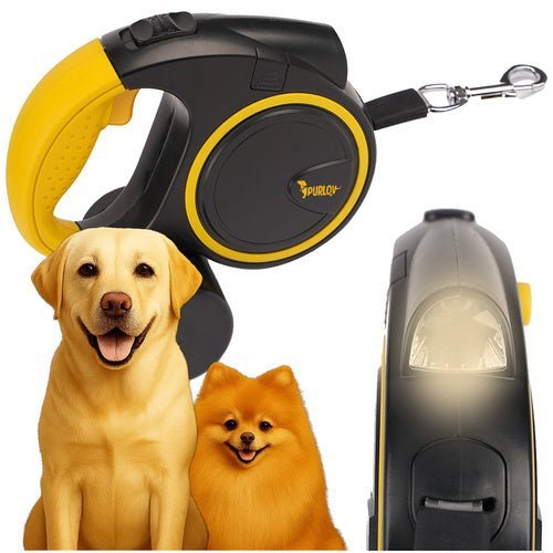 Automatische Hundeleine mit LED Taschenlampe 5m für 10 - 25kg Hunde Schwarz - Easy2sell - Deluxe