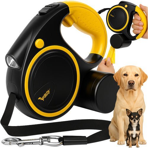 Automatische Hundeleine mit LED Taschenlampe 5m für 10 - 25kg Hunde Schwarz - Easy2sell - Deluxe