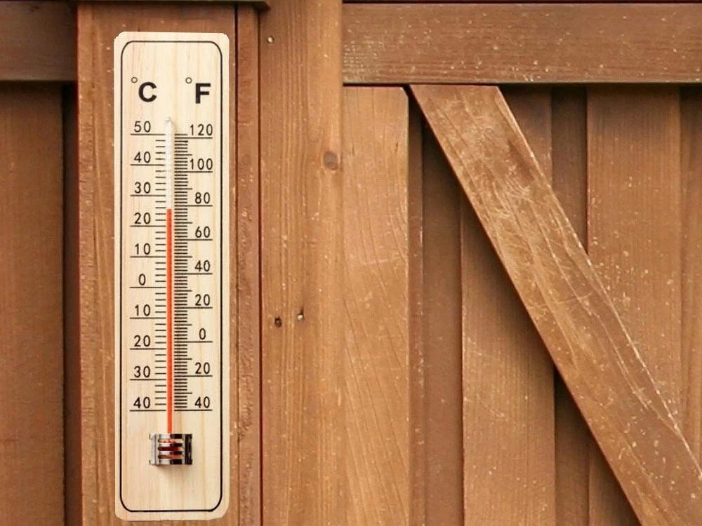 Holz Thermometer Außen Innen Außenthermometer Draußen analog Gartenthermometer