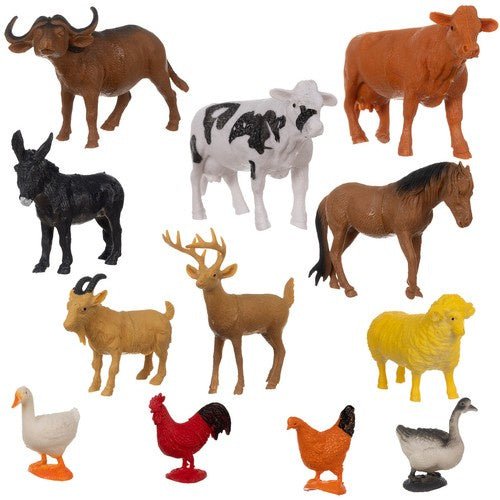Bauernhof Tiere Spielfiguren Set – 12 Realistische Nutztierfiguren aus PVC - Easy2sell - Deluxe