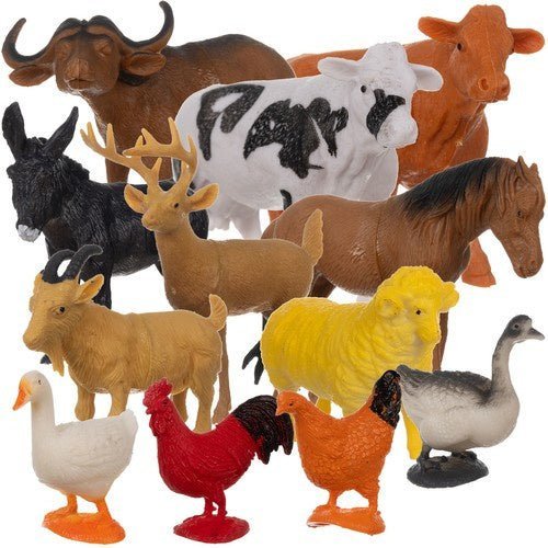 Bauernhof Tiere Spielfiguren Set – 12 Realistische Nutztierfiguren aus PVC - Easy2sell - Deluxe