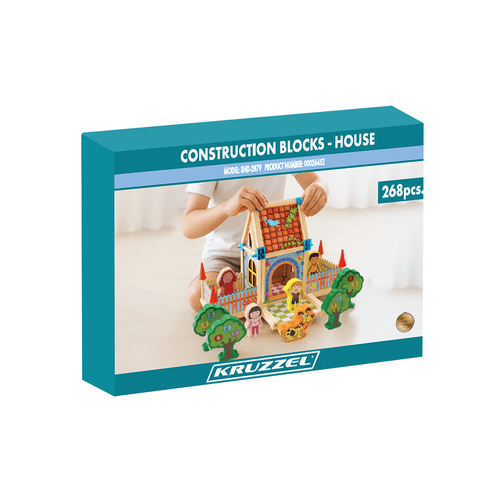 Bausteine Haus 268 Teile – Kreatives Lernspielzeug aus Holz Mehrfarbig - Easy2sell - Deluxe