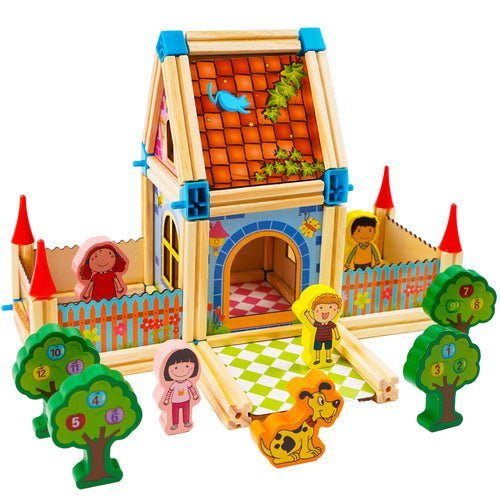 Bausteine Haus 268 Teile – Kreatives Lernspielzeug aus Holz Mehrfarbig - Easy2sell - Deluxe