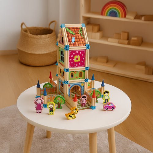 Bausteine Haus 268 Teile – Kreatives Lernspielzeug aus Holz Mehrfarbig - Easy2sell - Deluxe