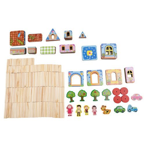 Bausteine Haus 268 Teile – Kreatives Lernspielzeug aus Holz Mehrfarbig - Easy2sell - Deluxe