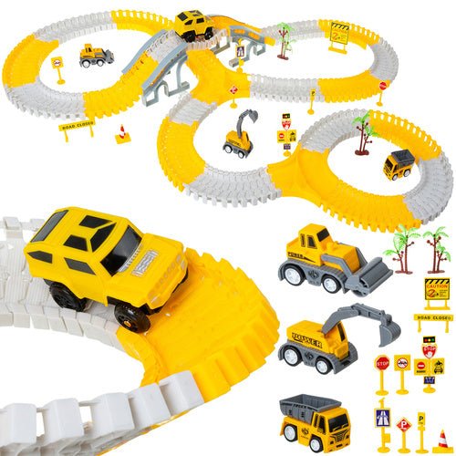 Baustellen Rennbahn Set mit Kran und Baufahrzeugen – 255 Teile Spielzeug - Easy2sell - Deluxe