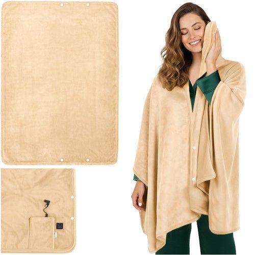Beheizte Decke mit USB - Powerbank, 160x90 cm, 3 Heizstufen, Beige - Easy2sell - Deluxe