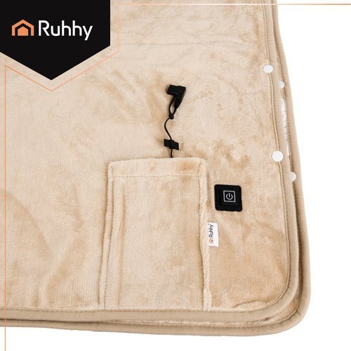 Beheizte Decke mit USB - Powerbank, 160x90 cm, 3 Heizstufen, Beige - Easy2sell - Deluxe