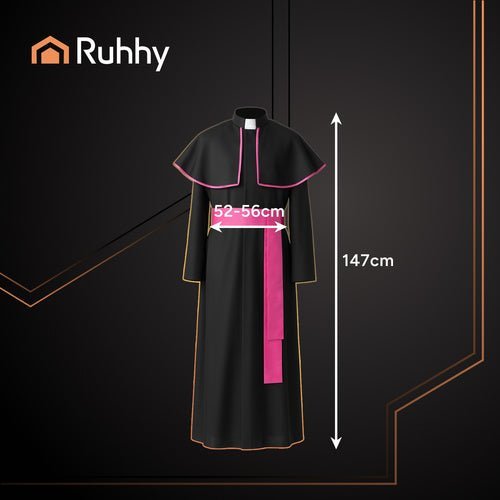 Bischofskostüm 3 - teilig mit Soutane und Umhang, Schwarz, Größe XL/XXL - Easy2sell - Deluxe