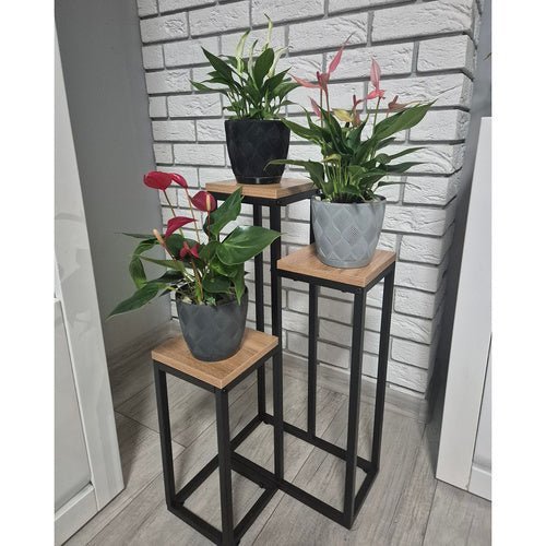 Blumenständer Metall 3 - stöckig – Pflanzenregal Loft Design für Innen & Außen - Easy2sell - Deluxe
