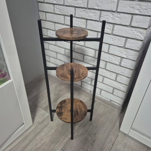 Blumenständer Metall 3 - stöckig – Pflanzenregal Loft - Stil Schwarz & Braun - Easy2sell - Deluxe