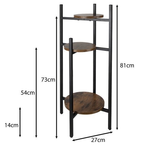 Blumenständer Metall 3 - stöckig – Pflanzenregal Loft - Stil Schwarz & Braun - Easy2sell - Deluxe