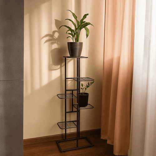 Blumenständer Metall 6 Ebenen – Hohes Pflanzregal Schwarz 106 cm - Easy2sell - Deluxe
