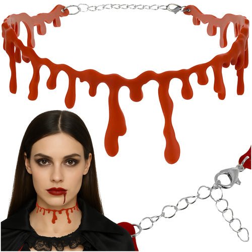 Blutige Halskette für Halloween – Rotes Blutimitat Halsband für Kostüme - Easy2sell - Deluxe